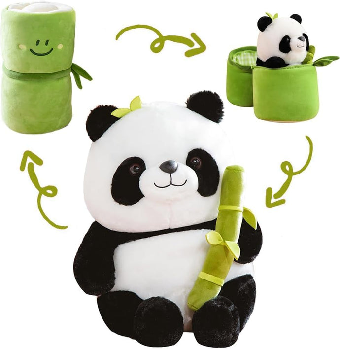 Storescent Cute Panda Plush with Bamboo, Kawaii Soft Panda in Bamboo Stuffed Animals Toy, Plushies Doll Gifts for Kids Girls Boys Birthday Valentine (Panda in Bamboo)