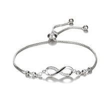 Load image into Gallery viewer, Shining Diva Fashion Latest Stylish Infinity Crystal Charm Silver Plated Bracelet for Women and Girls (10672b) Free Size
