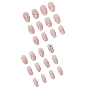 Synaty® Fashion Lady Series 24 Pcs False Extension Nails Set, Reusable With Glue Stickers, Nail File, Nail Stick, For Party, Wedding, Big Events (Sparkling Diamond)