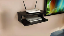 Load image into Gallery viewer, Dime Store Set top Box Stand | WiFi Router Holder Wooden Wall Shelves | Setup Box Stand for Home | Wall Mount Stylish WiFi Router Holder TV Cabinet Living Room Furniture
