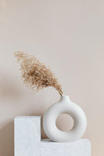 Load image into Gallery viewer, White Ceramic Donut Vase, 6 Inch Modern Flower Vase for Pampas Grass, Dried Flowers, Home &amp; Office Decor, Centerpiece, Handcrafted Gift Vase Only
