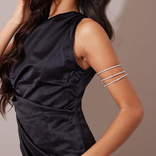 Load image into Gallery viewer, Jojomina Rhinestone Arm Cuff Jewelry for Women Multilayer Arm Bracelet Upper Arm Jewelry Crystal Silver Prom Bridal Bangle for Party Bride Wedding, 7.1 inches, Crystal Silver Rhinestone, crystal
