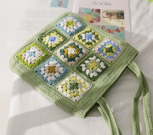 Load image into Gallery viewer, Cotton Handmade Womens Stylish Cotton Hand Crochet Spacious Tote Bag Shopping Bag Handmade Knitting Shoulder Bag Multicolour Green
