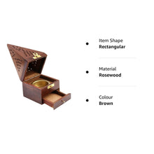 Load image into Gallery viewer, UWI CRAFTS Wooden Incense Holder 3 Inches with Storage Tray Handmade Dhoop Batti Stand- Handcrafted Ash Catcher for Aromatherapy, Meditation, and Home Decor
