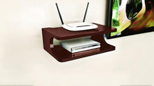 Load image into Gallery viewer, Set top Box Stand | WiFi Router Holder Wooden Wall Shelves | Setup Box Stand for Home | Wall Mount Stylish WiFi Router Holder TV Cabinet Living Room Furniture
