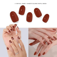 Load image into Gallery viewer, Cazuela 16PCS Semi Cured Gel Nail Polish Strips, Self Adhesive Full Wrap Gel Nail Art Sticker, Waterproof Gel Nail Wrap Stickers with Nail File and Stick (17Reddish Brown), 15 Centimeters
