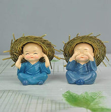 Load image into Gallery viewer, TIED RIBBONS Set of 4 Buddha Monk Statue Figurines Showpiece for Home Decoration Car Dashboard Living Room Bedroom Table Wall Decorative Gift Items (Miniature, Multi)
