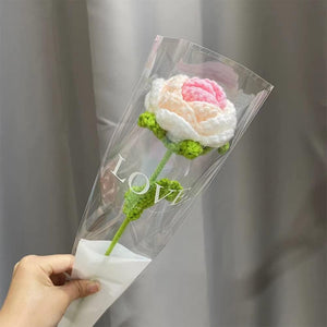 Handmade Crochet Flower Artificial Crochet Flowers for Home Decoration, centretable Bouquet for Wedding, Anniversary, Birthday Shaded Pink Rose (1, Rose Pink Shaded)