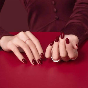 Synaty® 24Pcs Pure Color Fake Nails Artificial Nails Art Set (Wine Red)