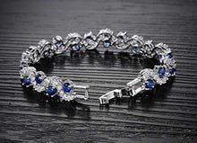 Load image into Gallery viewer, Shining Diva Fashion Royal Blue Crystal CZ Silver Plated Stylish Bracelet Gift for Girls Women(9576b)
