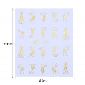 SYGA Gel Abstract Nail Art Water Transfer Decals Metallic Stickers (Gold, Silver) - 30 Sheets