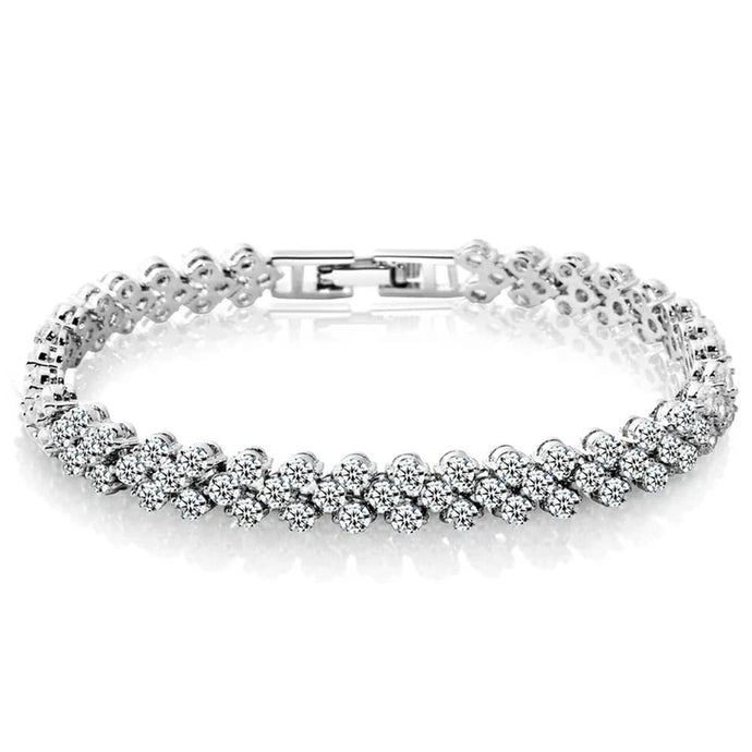 Shining Diva Fashion Platinum Plated Crystal Bangle Bracelet for Women and Girls (14677b)