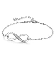 Load image into Gallery viewer, VAMA Traditional Rhodium Plated Adjustable Infinity Charm Bracelet Chain for Women &amp; Girls
