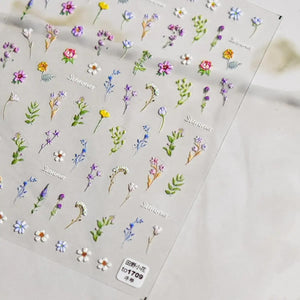 DENMILE Floral Leaf Plant 5D Embossed Nail Decals Self Adhesive Nail Art Supplies Manicure Sliders Flower Stickers for Nails Art Decoration Flower Nail Art Stickers Summer Flower Supplies Nail Tweezer
