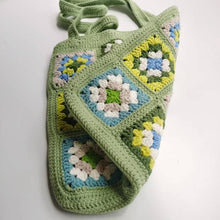 Load image into Gallery viewer, Cotton Handmade Womens Stylish Cotton Hand Crochet Spacious Tote Bag Shopping Bag Handmade Knitting Shoulder Bag Multicolour Green
