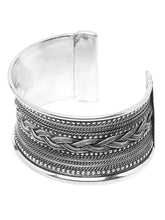 Load image into Gallery viewer, YouBella Jewellery Oxidised Silver Cuff Bracelet Bangle for Girls and Women (Style 1)
