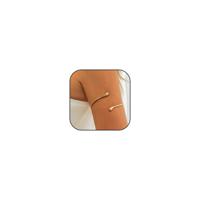 Arm Cuff for Women Upper Arm Jewelry Gold Band Bangle Bracelet Summer Beach Essentials, A:Waterdrop Gold, Adjustable