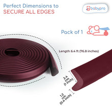 Load image into Gallery viewer, BabyPro BabyProofing Edge Guard (12mm, Pack of 1) with Strong Adhesive Tape by Certified Professional Childproofer, 2 Meter Long for Furniture Corner, Bed, Table Corners, for Child Safety (Brown)

