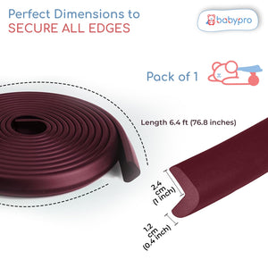 BabyPro BabyProofing Edge Guard (12mm, Pack of 1) with Strong Adhesive Tape by Certified Professional Childproofer, 2 Meter Long for Furniture Corner, Bed, Table Corners, for Child Safety (Brown)