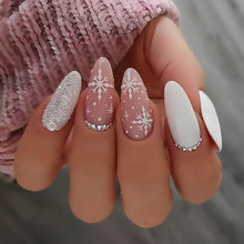 Load image into Gallery viewer, Christmas Design White Shade Premium Press On Nails / False Nails / Ready to Wear Nails / Glue on Nails For Girls and Women - 14 Pcs
