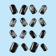 Load image into Gallery viewer, Glossy Black Sparkle Design Press On Nails / False Nails / Ready to Wear Nails / Glue on Nails For Girls and Women - 14 Pcs
