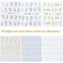 Load image into Gallery viewer, SYGA Gel Abstract Nail Art Water Transfer Decals Metallic Stickers (Gold, Silver) - 30 Sheets
