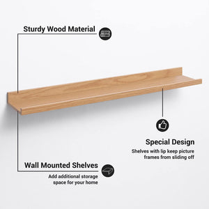 Streem Sheesham Wood Floating Shelves, Wall Shelves Set of 3, Picture Shelf Photo Ledge Shelves for Bathroom Kitchen and Bedroom,Livingroom (35 inch, Natural)