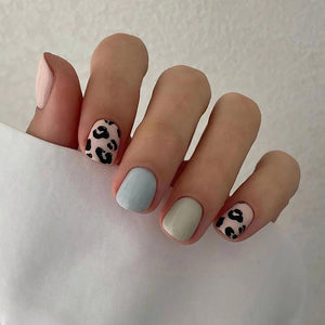 Cow Print Sober Design Premium Press On Nails / False Nails / Ready to Wear Nails / Glue on Nails For Girls and Women - 14 Pcs