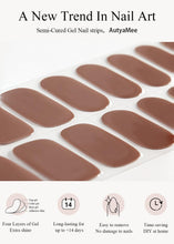 Load image into Gallery viewer, Cazuela 16PCS Semi Cured Gel Nail Polish Strips, Self Adhesive Full Wrap Gel Nail Art Sticker, Waterproof Gel Nail Wrap Stickers with Nail File and Stick (17Reddish Brown), 15 Centimeters

