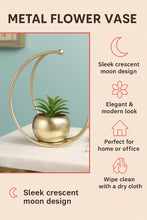 Load image into Gallery viewer, Metal Flower Vase Diwali Gift Items for Home Decoration Tabletop, Side Table, Living Room, Home Office Decoration, Home Decorative Items, Golden 9 Inches Height (1 Box)
