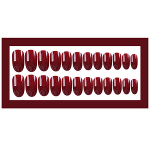 Synaty® 24Pcs Pure Color Fake Nails Artificial Nails Art Set (Wine Red)
