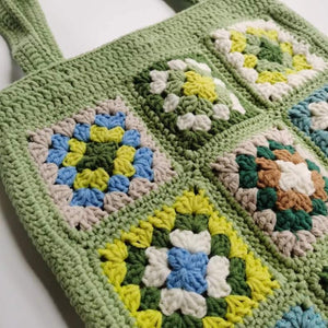 Cotton Handmade Womens Stylish Cotton Hand Crochet Spacious Tote Bag Shopping Bag Handmade Knitting Shoulder Bag Multicolour Green