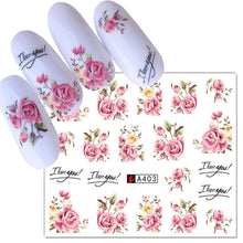 Load image into Gallery viewer, Synaty 50 Pcs Art Stickers Plus Tweezer, Easy DIY Water Transfer Nail Decals Decoration (Style 1, Paper), 6 Cm X 5 Cms
