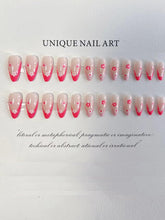 Load image into Gallery viewer, Secret Lives Glossy Reusable Artificial Press on Nails Designer Artifical Nail Extension Translucent Pink Color with Flower Design 24 Pieces Set with Kit
