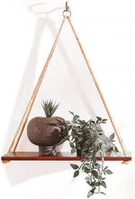 Load image into Gallery viewer, UHUD CRAFTS Hanging Shelves - Adjustable Rope Hanging Shelf, Wall Hanging Decor, Lightweight, Premium Wooden Shelf, Hanging Plant Shelf for Bedroom and Living Room (1 Pcs)
