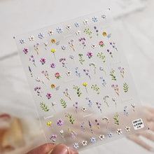 Load image into Gallery viewer, DENMILE Floral Leaf Plant 5D Embossed Nail Decals Self Adhesive Nail Art Supplies Manicure Sliders Flower Stickers for Nails Art Decoration Flower Nail Art Stickers Summer Flower Supplies Nail Tweezer
