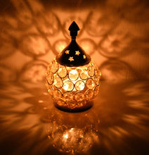 Load image into Gallery viewer, Akhand Diya Diyas Decorative Brass Crystal Oil Lamp, Diwali Decoration Item - Lantern Oval Shape Diwali Gifts Home Decor Puja Lamp Tea Light Holder
