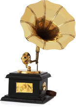 Load image into Gallery viewer, Premium Sparkle Square Gramophone Showpiece - 23 cm (Brass, Brown, Gold) (Black, Gold) (Black, Gold)
