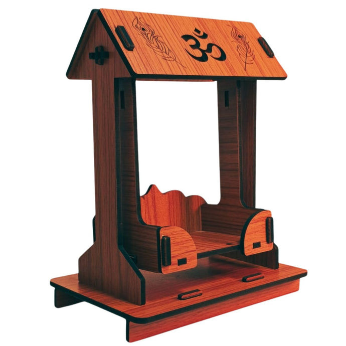 UPYOG Swing Wooden Laddu Gopal Jhula,Krishna Hindola Palana,Decorative Laddu Gopal for Temple Pooja, Showpiece Figurines,Religious Idol Gift Article Krishna Janmashtami