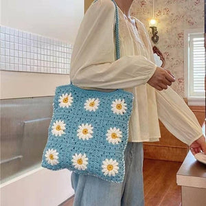 Womens Stylish Relaxed Fit Hand Crochet Spacious Tote Bag Shopping Bag Handmade Knitting Bag Crochet Shoulder Bag