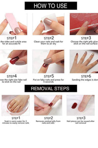 Coslifestore-PRESS ON NAILS- PACK OF 24 Gel nails WITH FULL APPLICATION KIT- REUSABLE FALSE NAILS- BUFFER, NAIL GLUE , 24 JELLY TABS