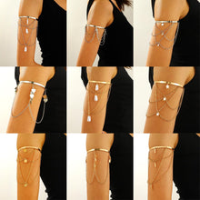 Load image into Gallery viewer, CJIAYUJEW Minimalist Arm Cuff for Women Gold Arm Cuff Upper Arm Layered Tassels Heart Rhinestone Pearl Arm Bracelet Stackable Arm Bangle Jewelry for Women
