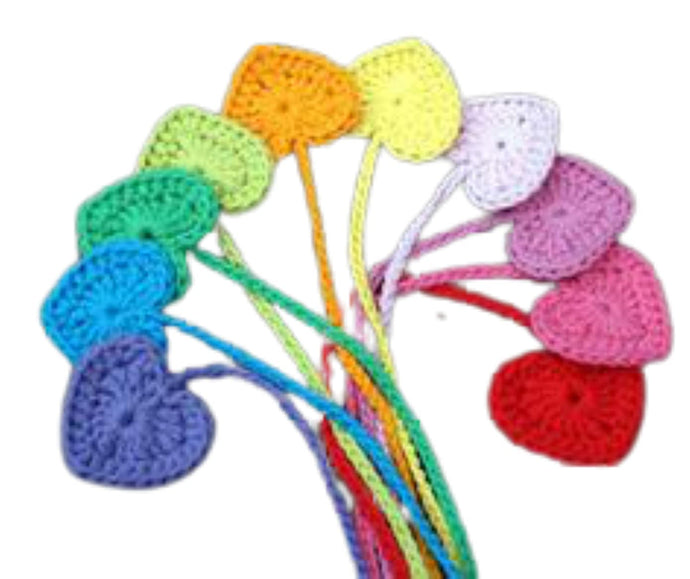 Handmade Crochet Heart Shape Bookmark, Book Accessories, Gifts - Set of 10