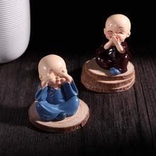 Load image into Gallery viewer, TIED RIBBONS Set of 4 Miniature Buddha Monk Statues for Home Decor and Gifts (Small, Multicolour) Resin
