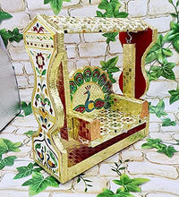 Load image into Gallery viewer, Anshika International Beautiful Wooden Handicraft Peacock Meenakari Jhula for Laddu Gopal/Bal Gopal Idol/Krishana Jhula/Jhoola/Laddu Gopal for Home Temple (8.5 inch|White)
