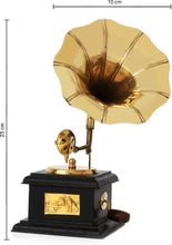 Load image into Gallery viewer, Premium Sparkle Square Gramophone Showpiece - 23 cm (Brass, Brown, Gold) (Black, Gold) (Black, Gold)
