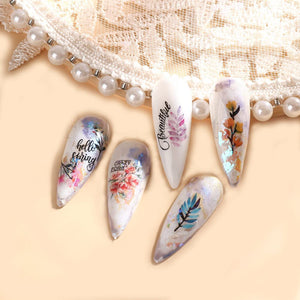 S.A.V.I 12 Sheets Water Transfer, Nail Fashion Sticker Decal, Flower Leaf DIY Manicure For Women