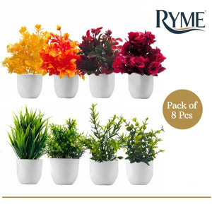 Ryme Plastic Small/Mini Fake Wild Artificial Plant with Pot/Vase for Home Office Decor Dimensions: 5 cm X 13 cm, Multi