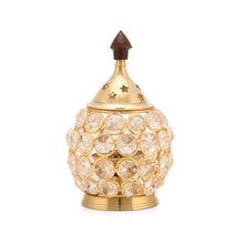 Load image into Gallery viewer, Akhand Diya Diyas Decorative Brass Crystal Oil Lamp, Diwali Decoration Item - Lantern Oval Shape Diwali Gifts Home Decor Puja Lamp Tea Light Holder
