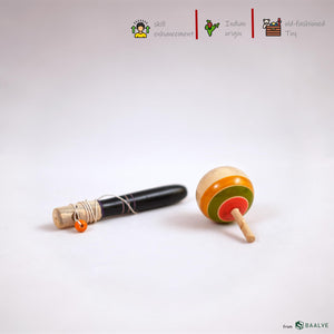 BAALVE™ Wooden Spinning Top - Spindle Top Toy with Handle & String – Traditional Design – Enhances Fine Motor Skills & Eco-Friendly, Ideal for 3+ Years Kids, Top Toy Spinning, Bongaram for Kids.